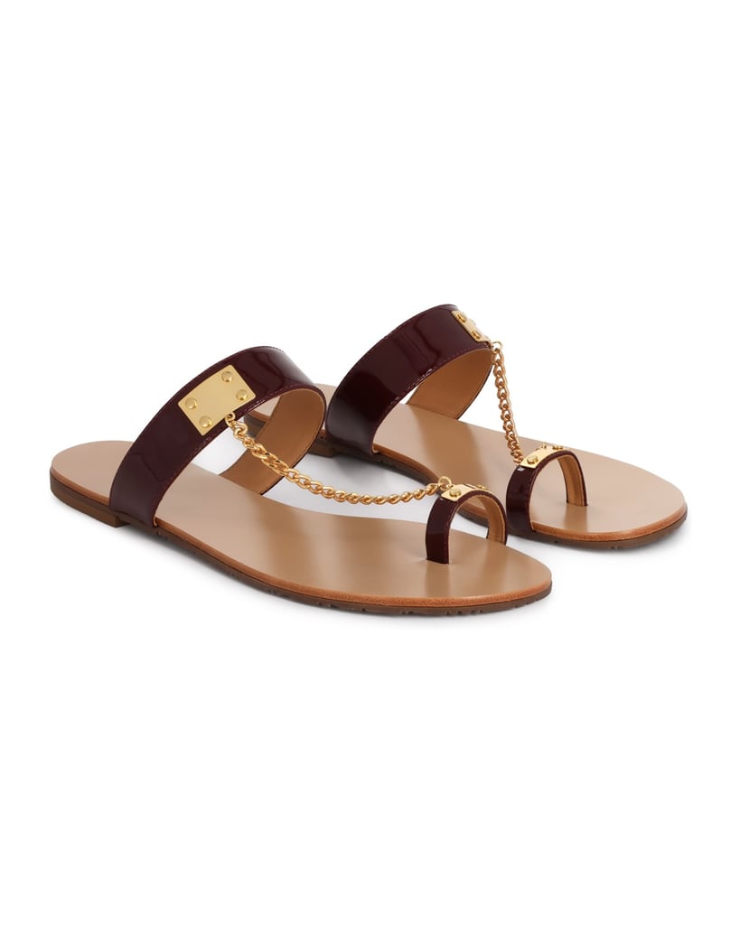 Kazar-Maroon-flat-slides-with-chain-červená