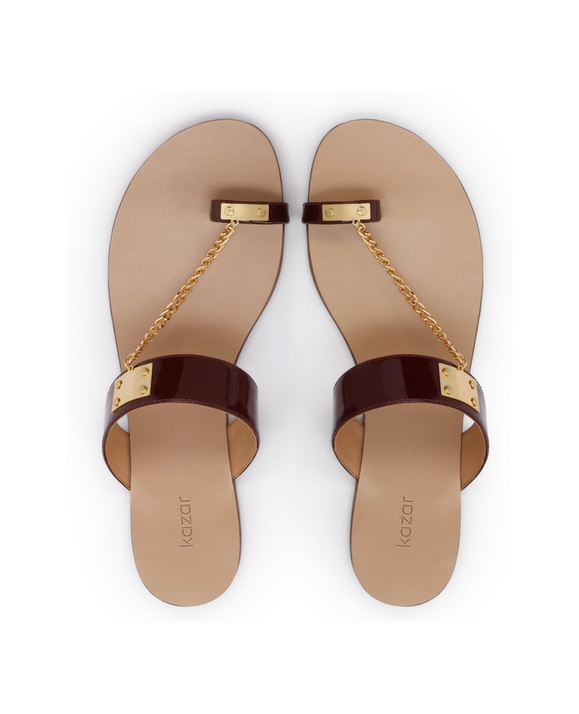 Kazar-Maroon-flat-slides-with-chain-červená