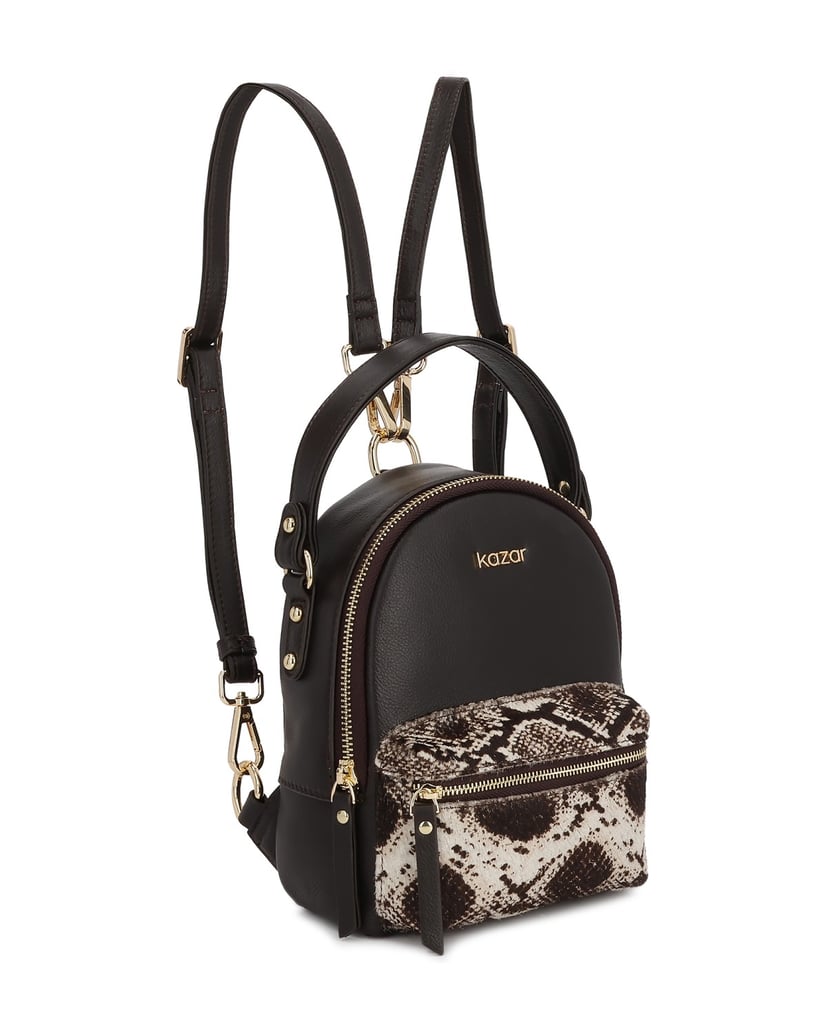 Kazar-Brown-backpack-with-decorative-pocket-tmavá-hnedá