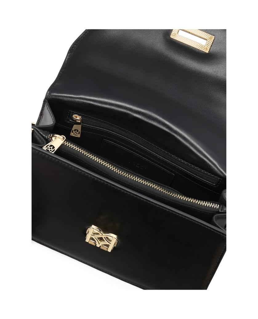 Kazar-Elegant-small-handbag-with-a-flap-closed-with-a-decorative-monogram-čierna