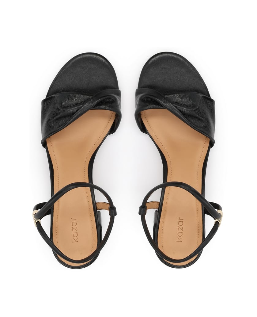 Kazar-Black-leather-post-sandals-černá