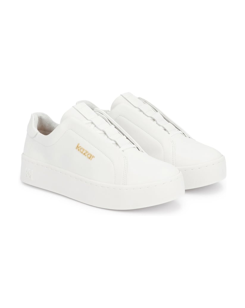 Kazar-White-leather-sneakers-on-a-simple-sole-biela