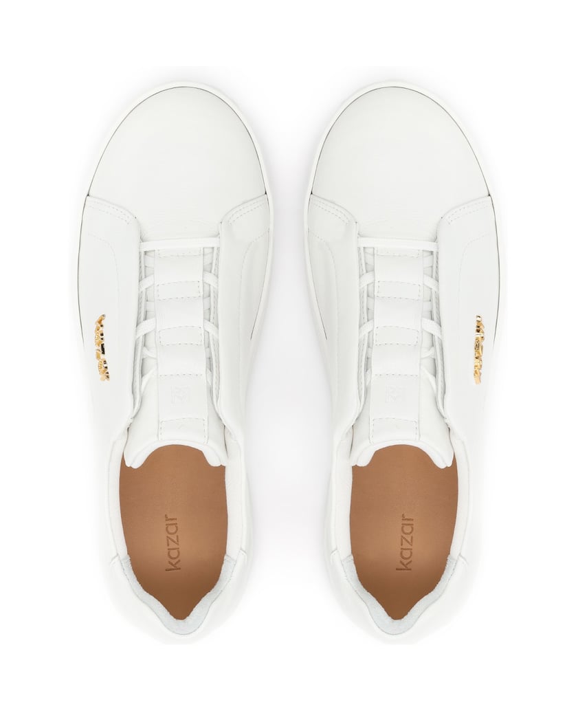 Kazar-White-leather-sneakers-on-a-simple-sole-biela