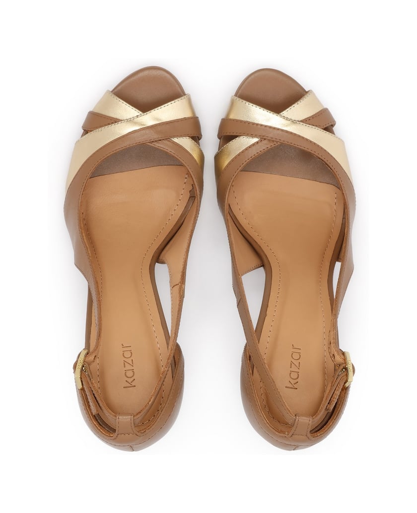 Kazar-Brown-and-gold-peep-toe-pumps-hnedá