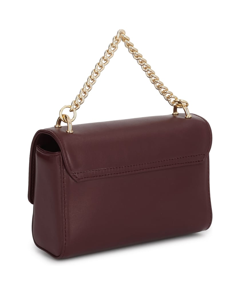 Kazar-Maroon-handbag-with-chain-and-strap-červená