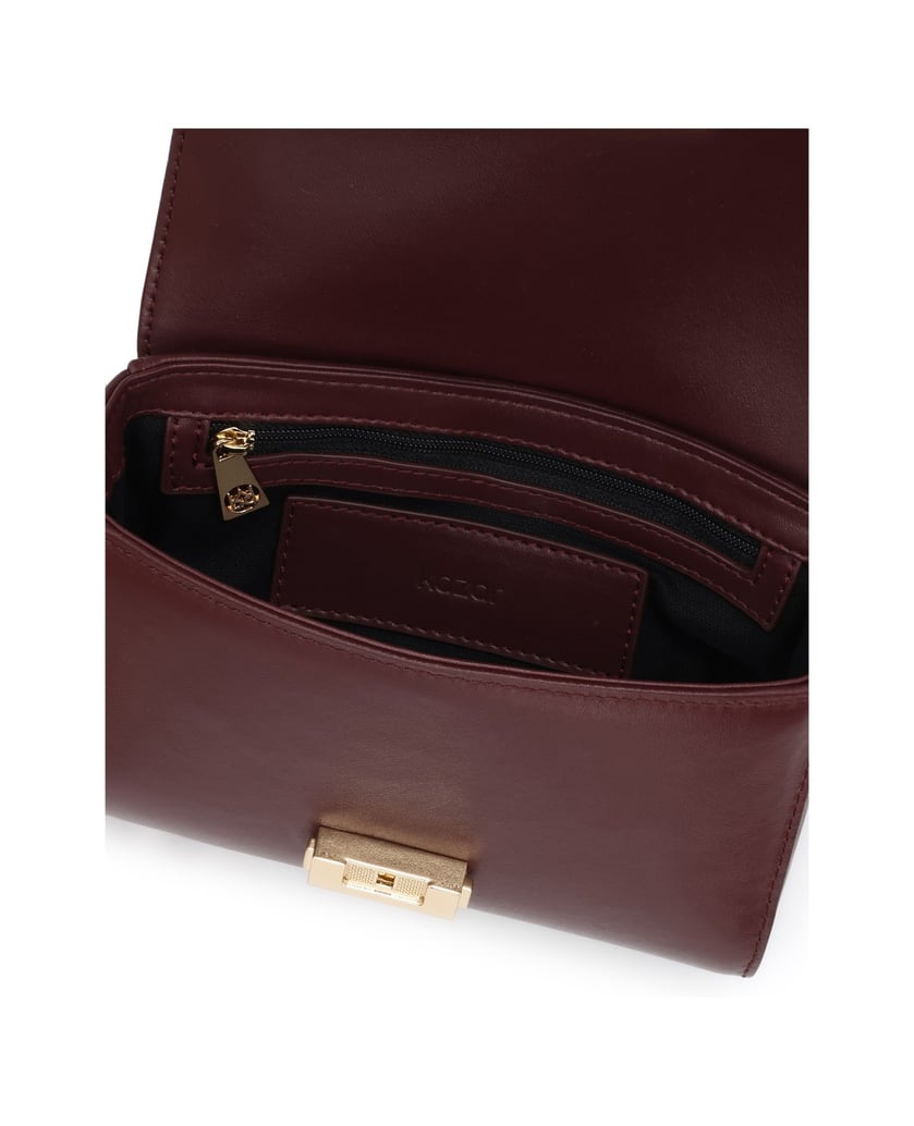 Kazar-Maroon-handbag-with-chain-and-strap-červená