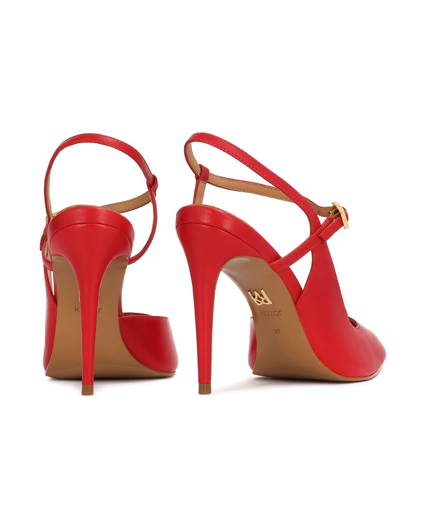 Kazar-Red-stiletto-pumps-with-open-heel-červená