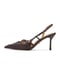 Kazar&nbsp;Brown slingback pumps with straps&nbsp;tmavě hnědá