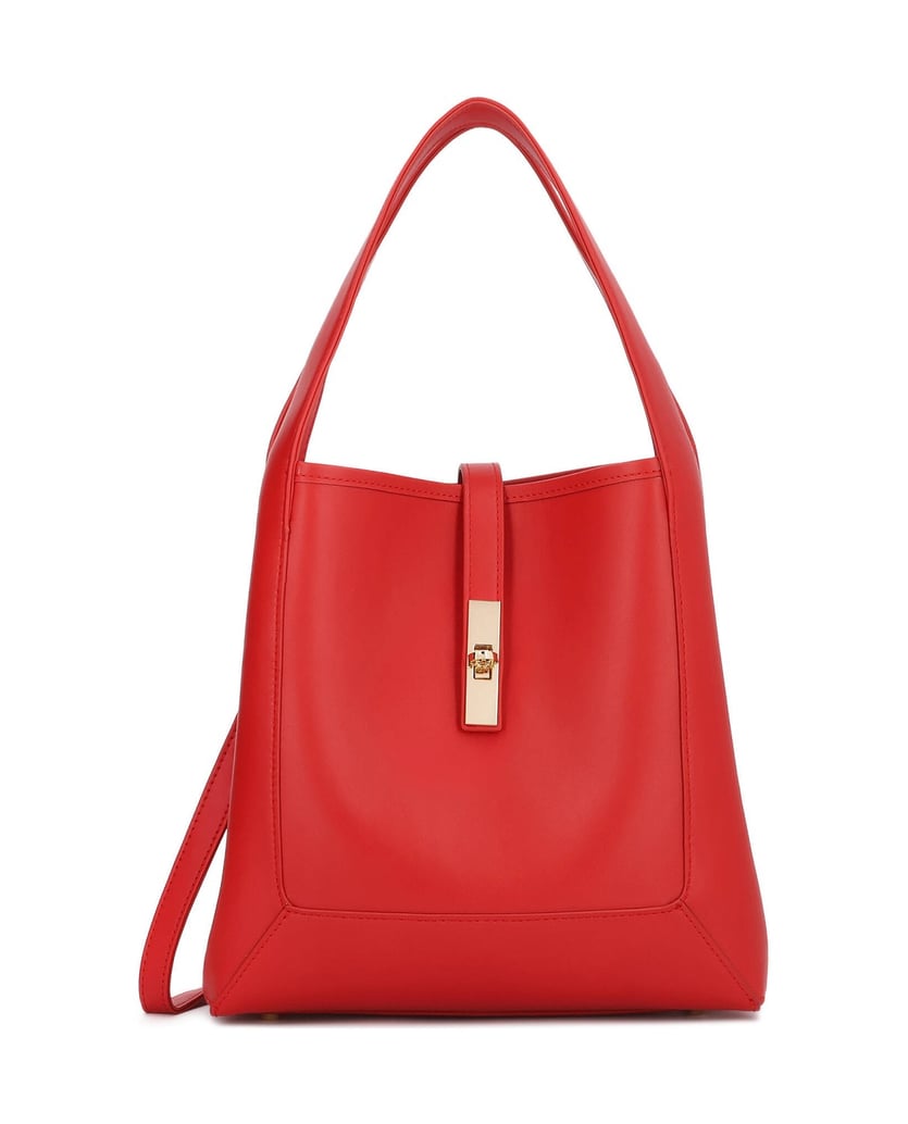Kazar-Red-handbag-with-two-handles-and-a-strap-červená