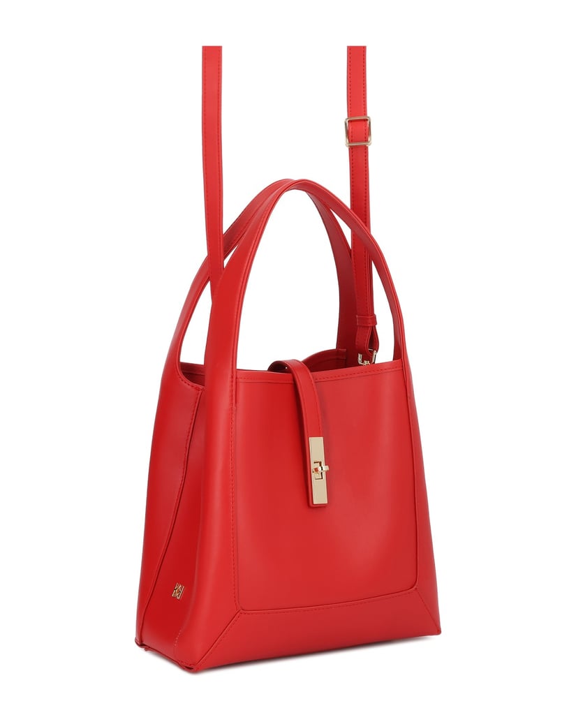 Kazar-Red-handbag-with-two-handles-and-a-strap-červená