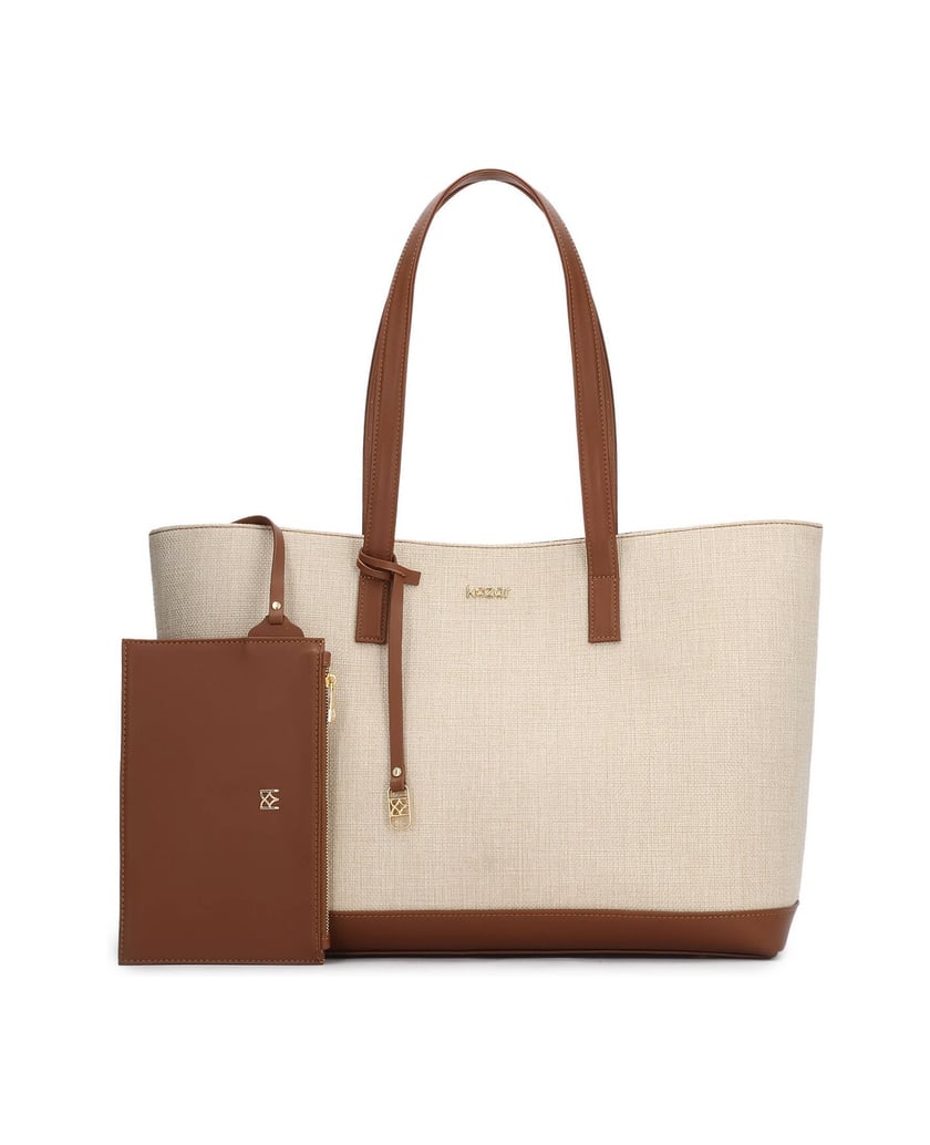 Kazar-Large-handbag-in-fabric-and-leather-béžová