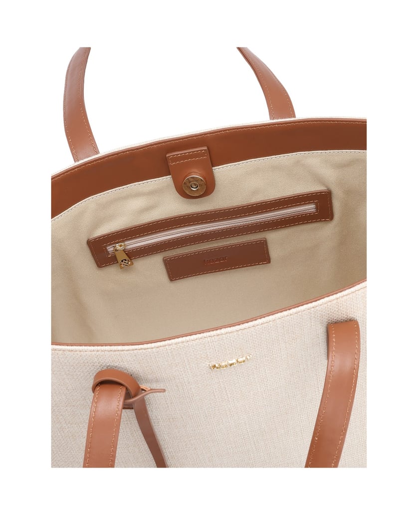 Kazar-Large-handbag-in-fabric-and-leather-béžová