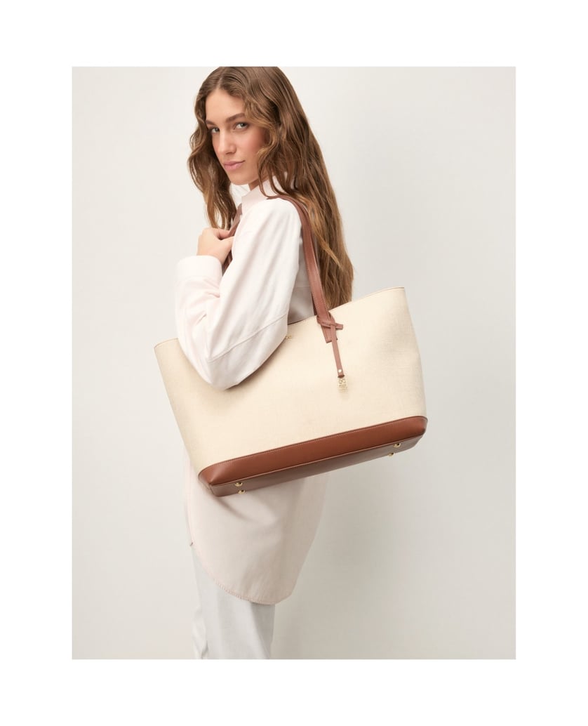 Kazar-Large-handbag-in-fabric-and-leather-béžová