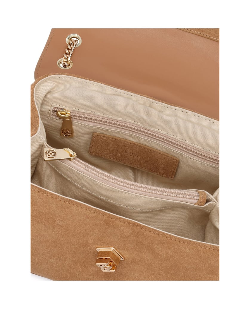 Kazar-Light-brown-suede-monogrammed-handbag-from-KAZAR-ťavia