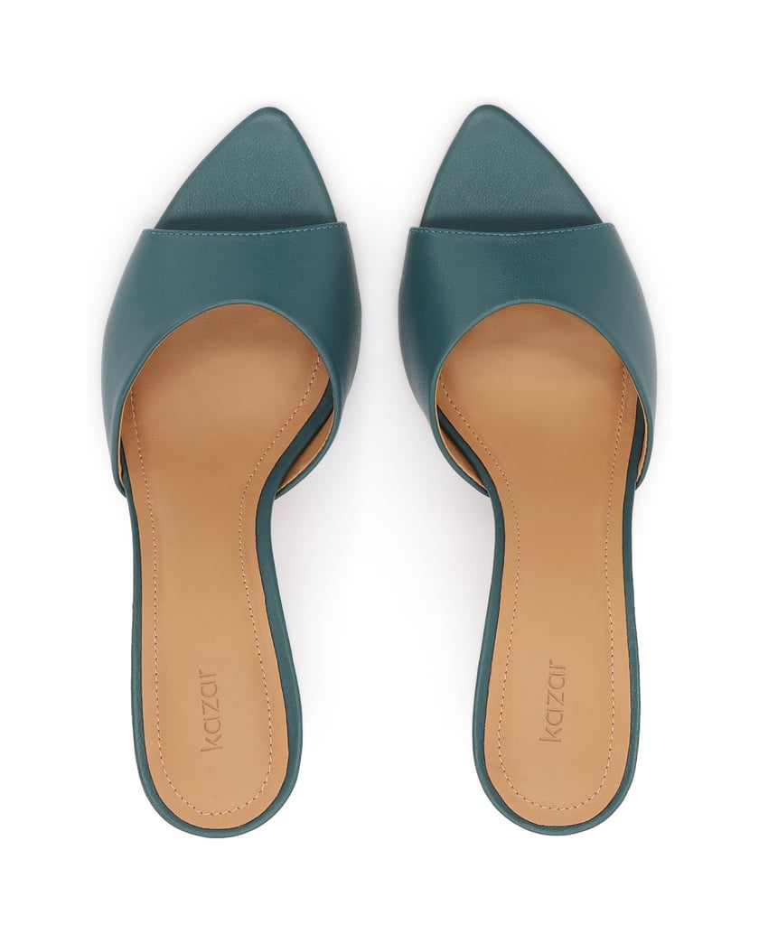 Kazar-Mules-with-a-slender-heel-zelená