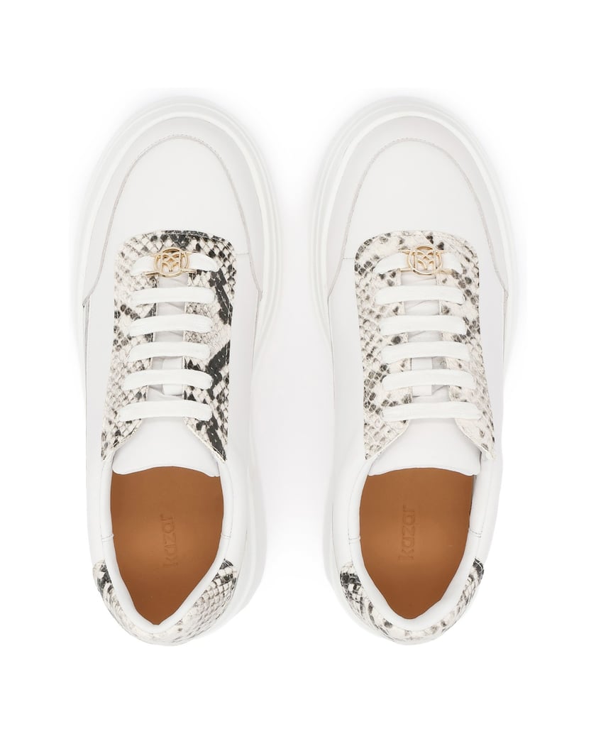 Kazar-White-leather-sneakers-with-snakeskin-motif-bílá