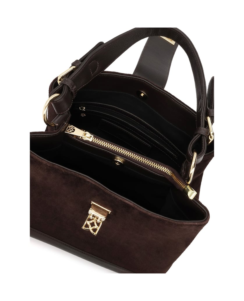 Kazar-Dark-brown-monogrammed-handbag-tmavá-hnedá