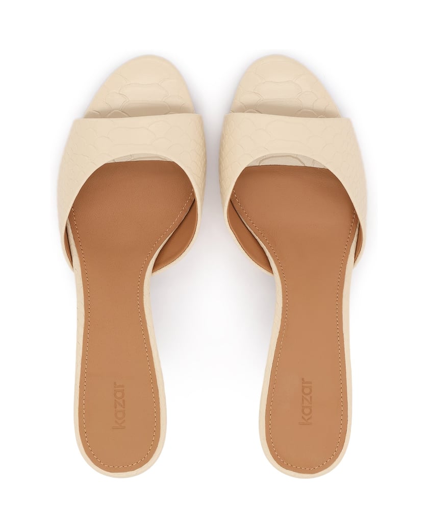 Kazar-Embossed-leather-mules-with-low-heel-béžová