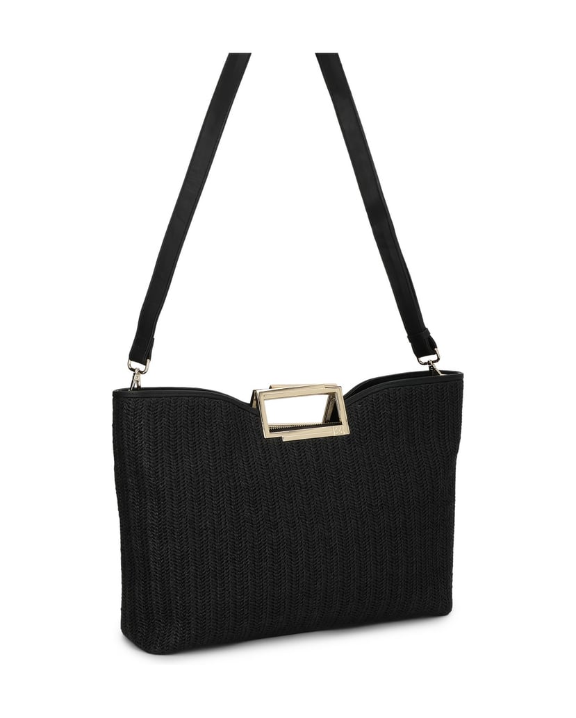 Kazar-Black-handbag-made-of-raffia-and-natural-leather-čierna