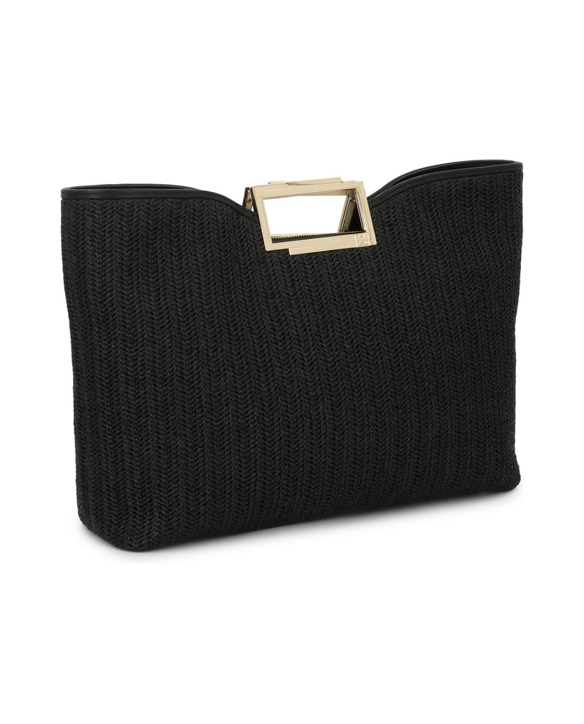 Kazar-Black-handbag-made-of-raffia-and-natural-leather-čierna
