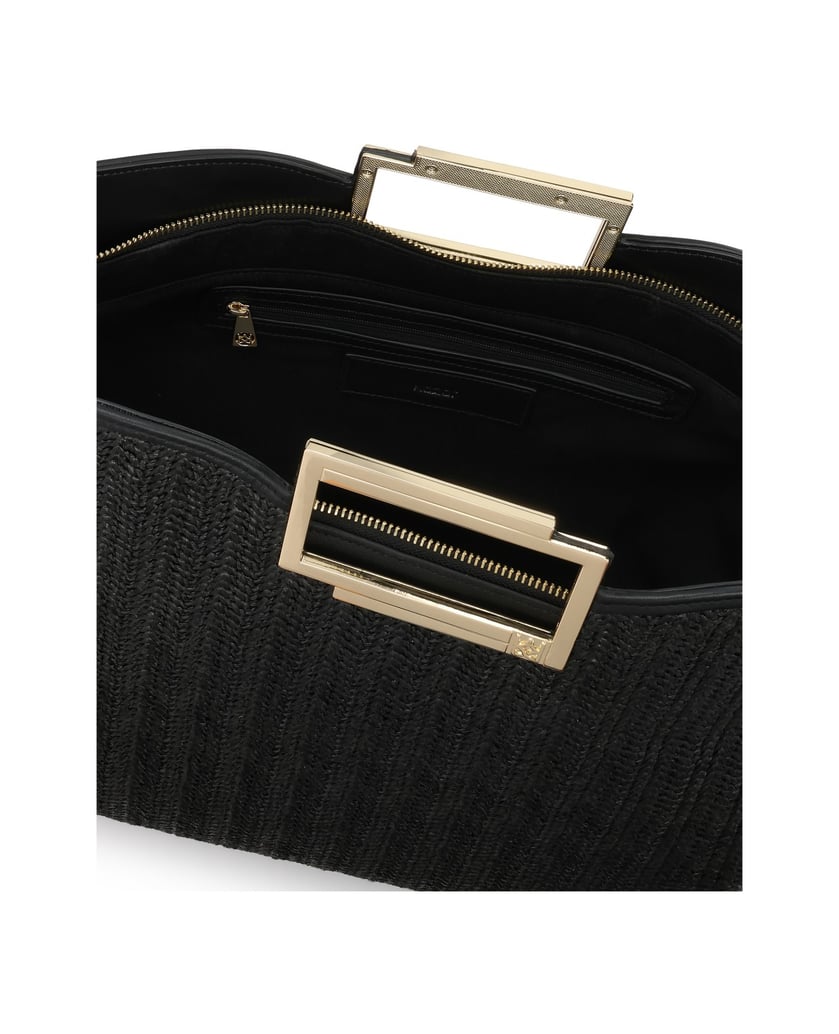 Kazar-Black-handbag-made-of-raffia-and-natural-leather-čierna