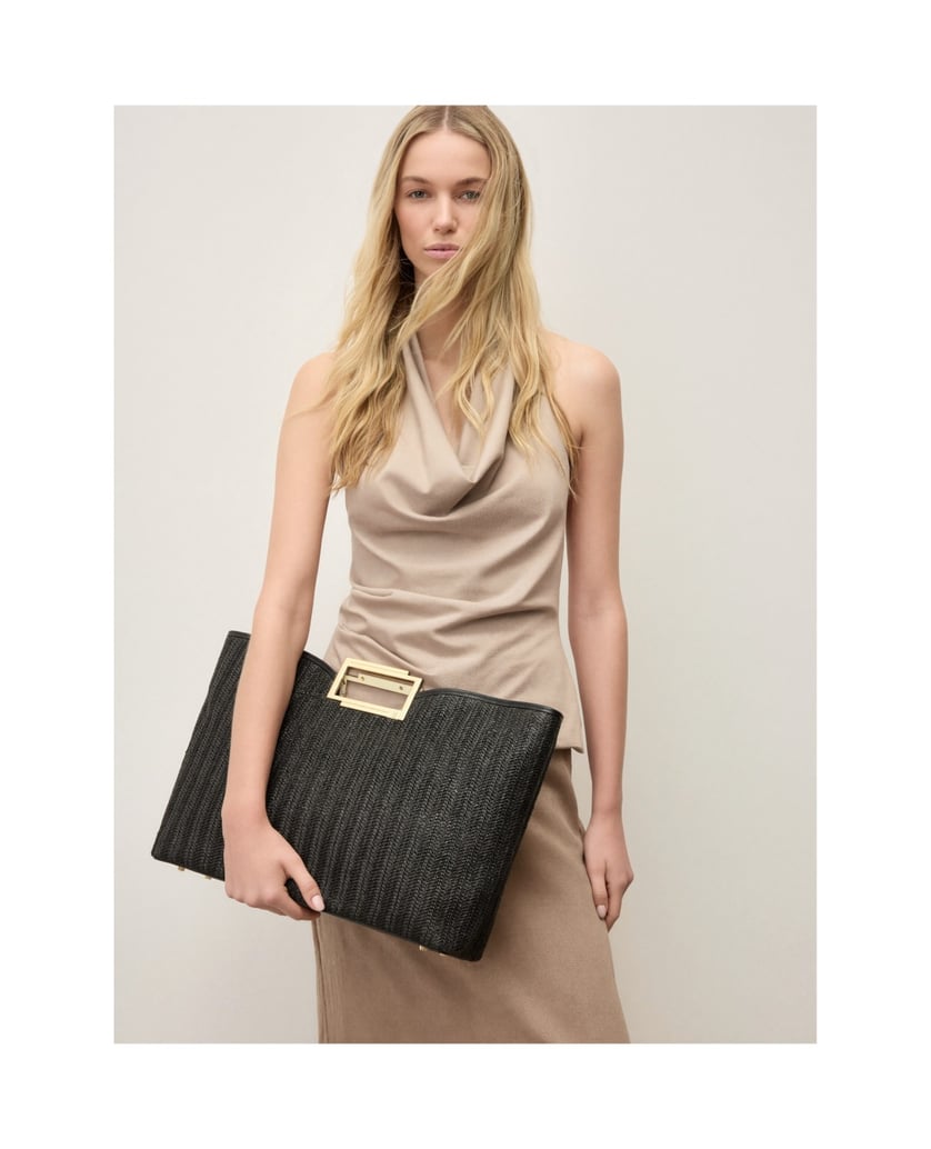 Kazar-Black-handbag-made-of-raffia-and-natural-leather-čierna