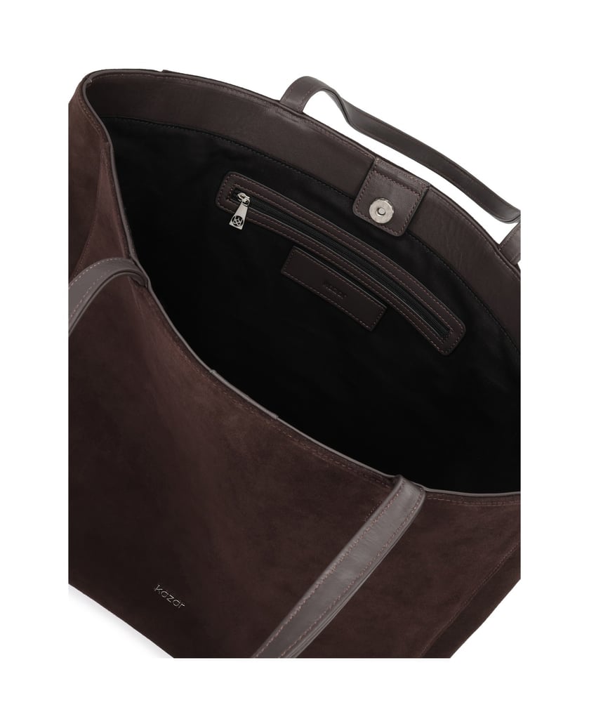 Kazar-Large-suede-shopper-bag-tmavě-hnědá