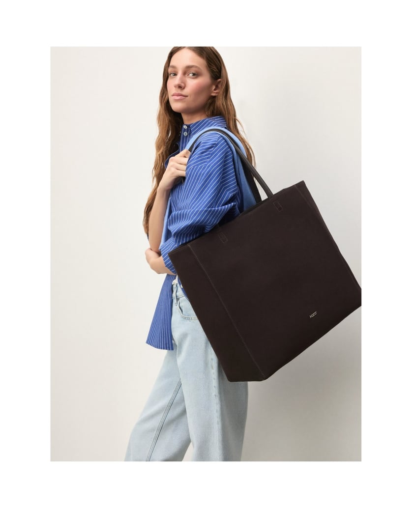 Kazar-Large-suede-shopper-bag-tmavě-hnědá