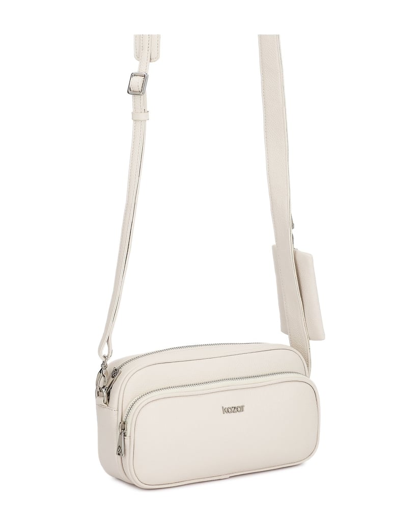 Kazar-White-leather-handbag-with-pouch-bílá