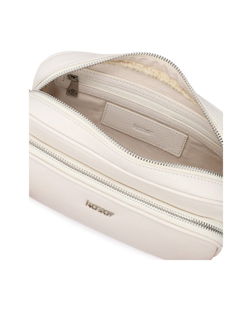 Kazar-White-leather-handbag-with-pouch-bílá