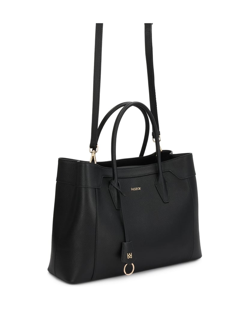 Kazar-Black-leather-handbag-with-elegant-trim-čierna