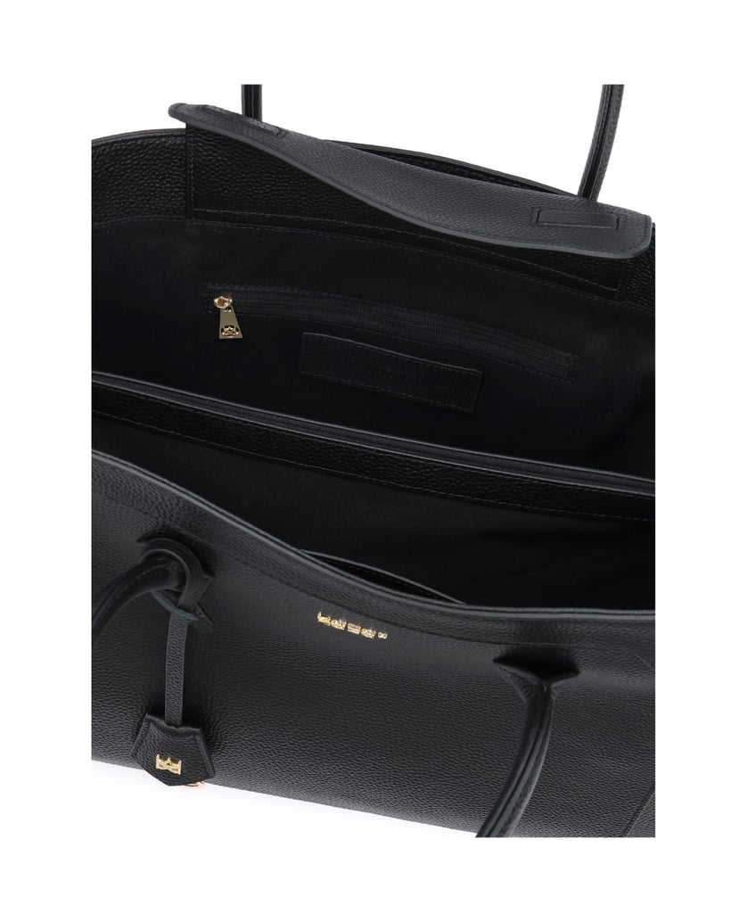 Kazar-Black-leather-handbag-with-elegant-trim-čierna