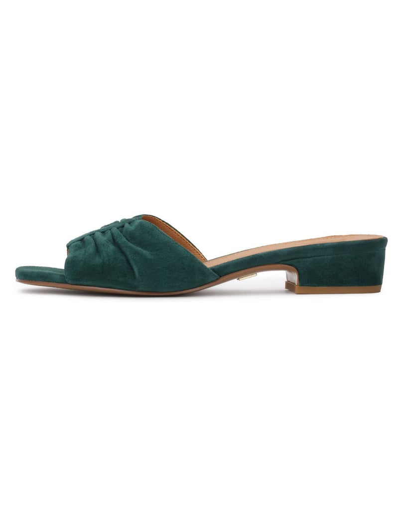 Kazar-Green-suede-mules-with-a-wide-heel-zelená