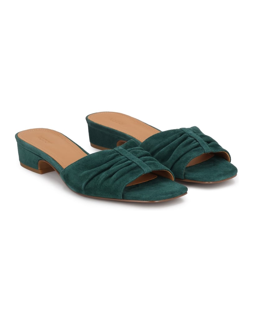 Kazar-Green-suede-mules-with-a-wide-heel-zelená