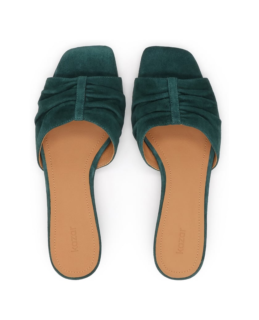 Kazar-Green-suede-mules-with-a-wide-heel-zelená