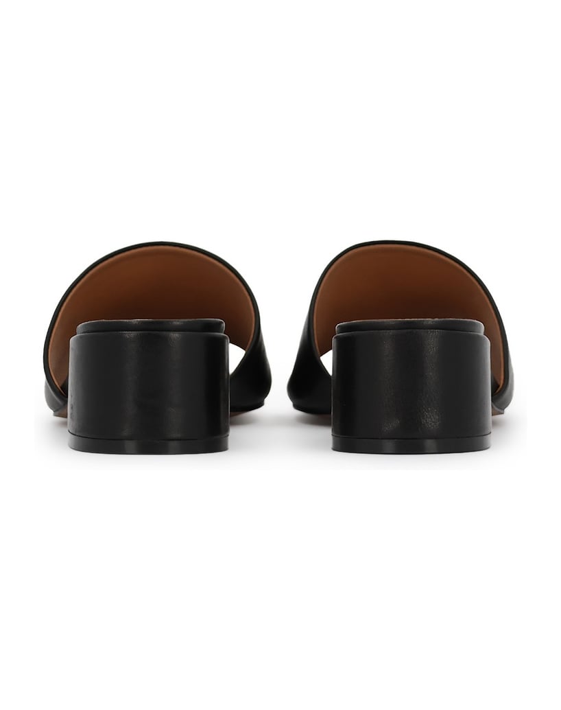 Kazar-Black-leather-mules-with-a-wide-heel-černá