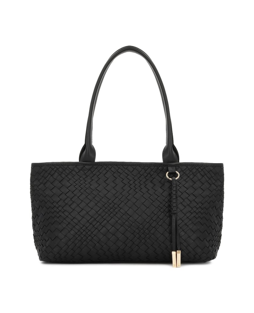 Kazar-Interlaced-leather-shoulder-bag-černá