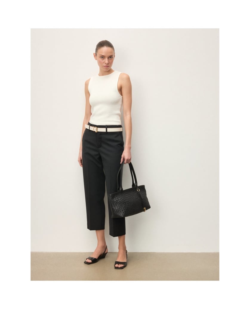 Kazar-Interlaced-leather-shoulder-bag-černá