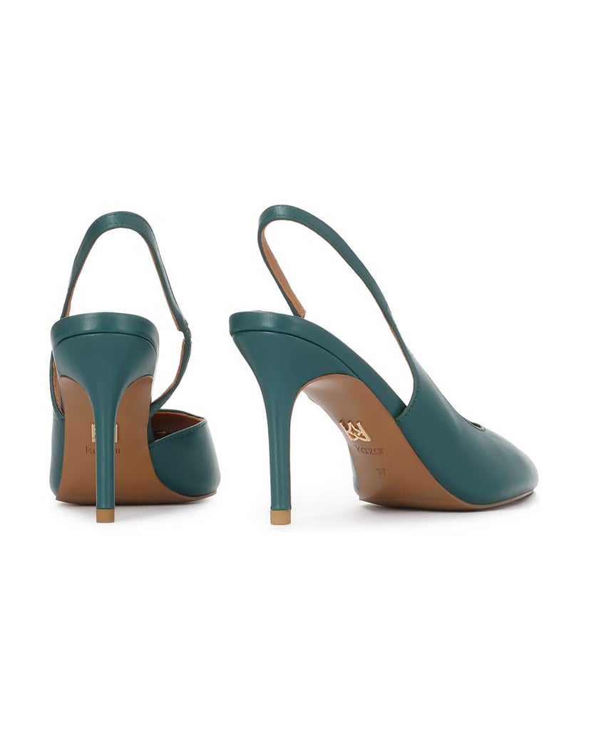 Kazar-Slingback-pumps-with-extended-open-noses-zelená