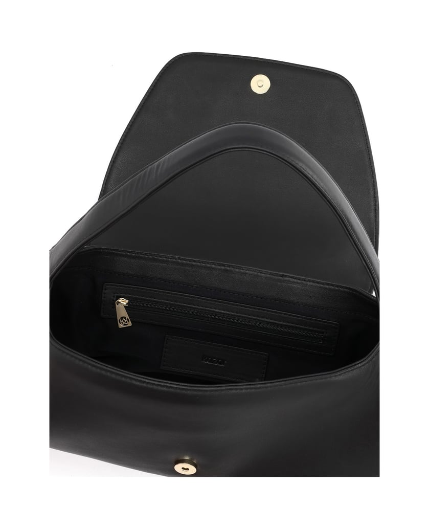 Kazar-Black-handbag-with-natural-leather-flap-čierna