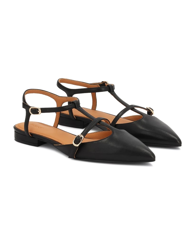 Kazar-Flat-semi-open-toe-pumps-with-straps-černá