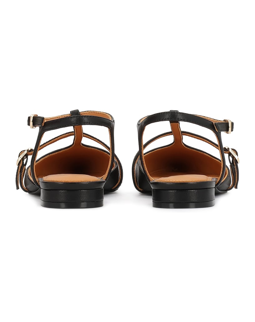 Kazar-Flat-semi-open-toe-pumps-with-straps-černá