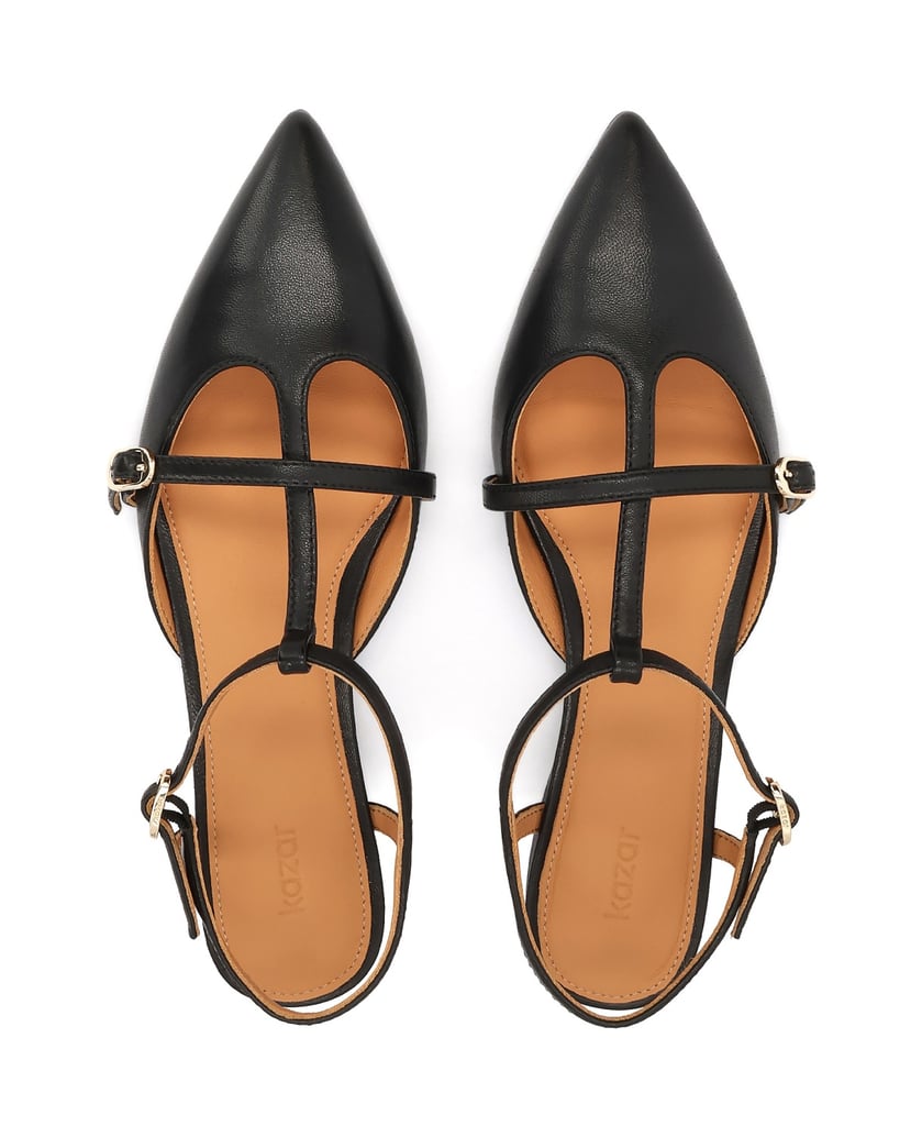 Kazar-Flat-semi-open-toe-pumps-with-straps-černá