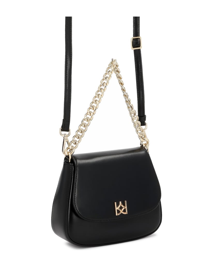 Kazar-Leather-handbag-with-chain-and-strap-černá