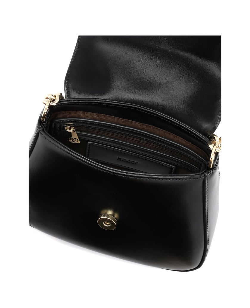 Kazar-Leather-handbag-with-chain-and-strap-černá