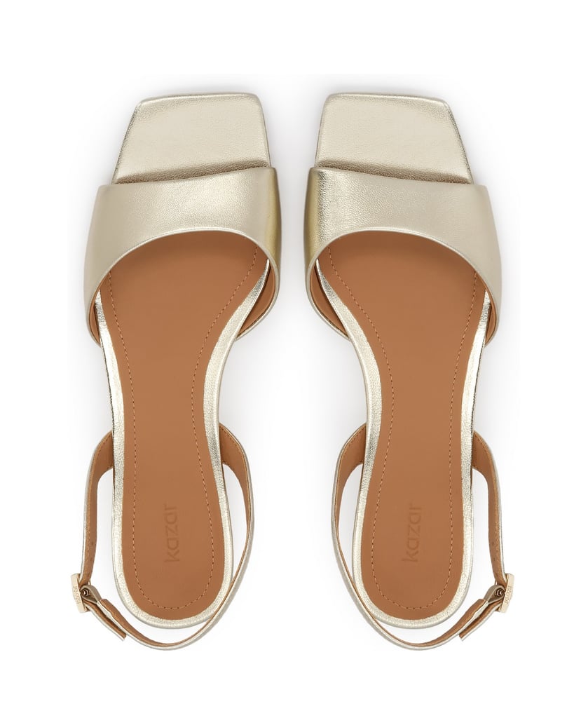 Kazar-Gold-sandals-on-a-low-heel-in-natural-leather-zlatá