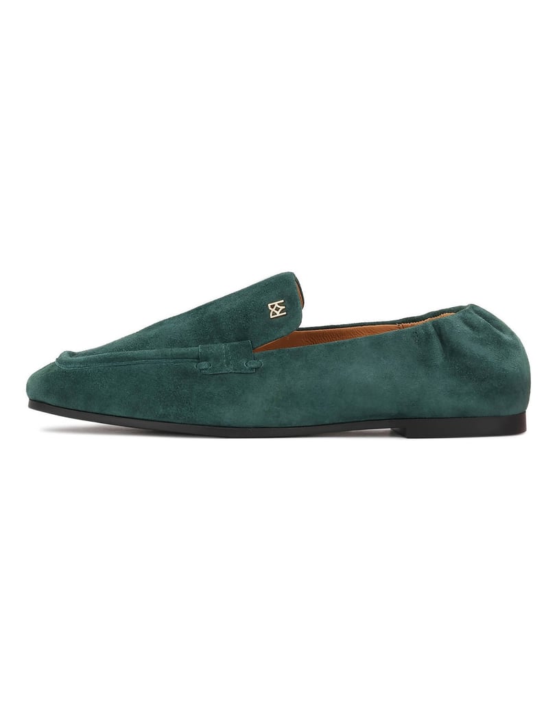 Kazar-Green-suede-monogrammed-flat-shoes-zelená