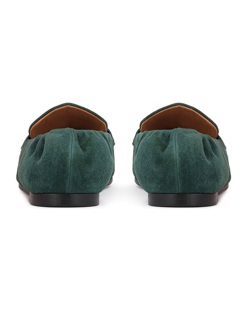 Kazar-Green-suede-monogrammed-flat-shoes-zelená