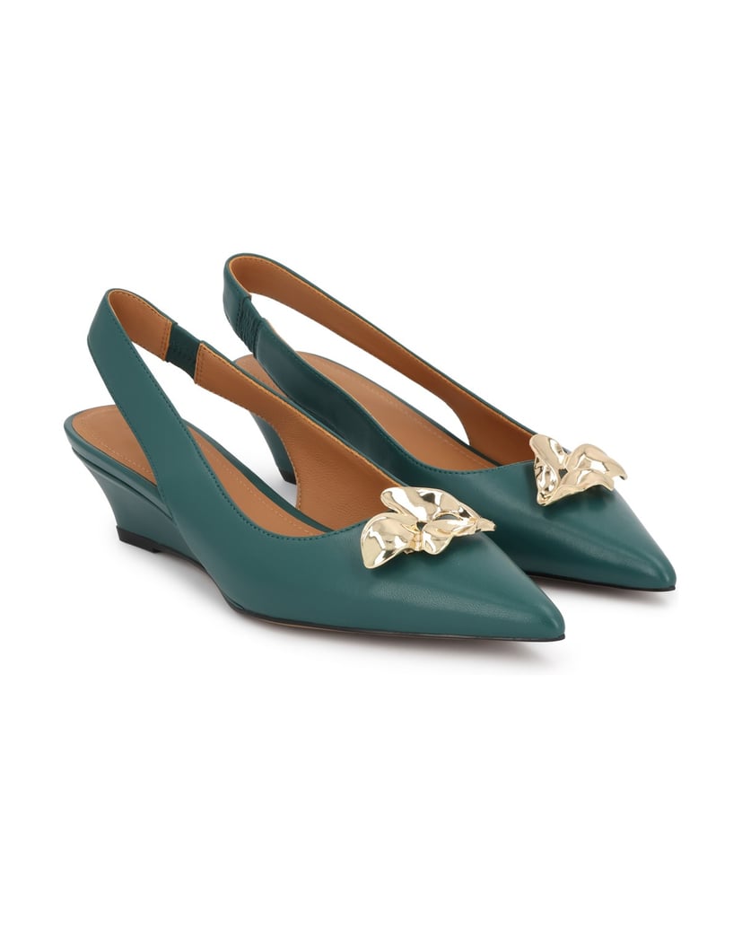 Kazar-Green-pumps-with-gold-embellishment-zelená