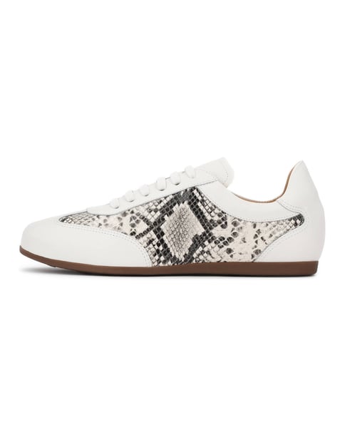 Leather sneakers with snakeskin inserts